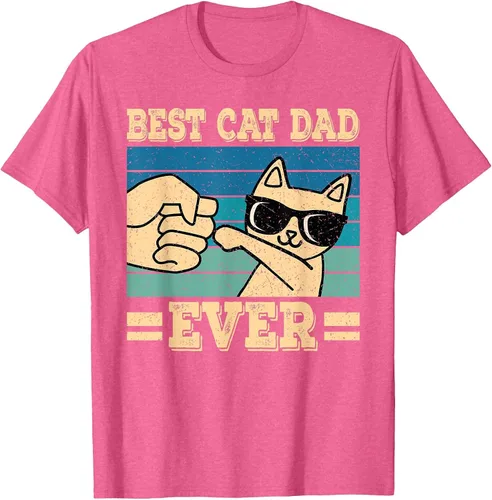Vista 23 de Best Cat Dad Ever Vintage Funny Cat Lover Retro Men T-Shirt Asphalt Grey