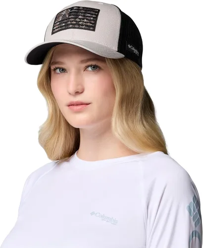 Vista 301 de Columbia Gorra de bola de malla Bandera antigua de malva/blanco/pescado