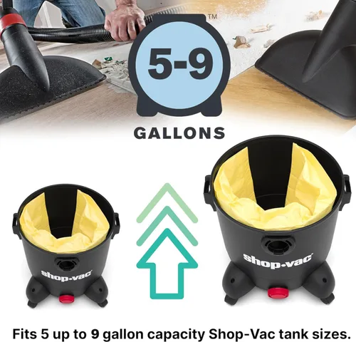 Vista 5 de Bolsas de filtro de alta eficiencia Shop-Vac 9067100, 5, 8 Gal (paquete de 2)