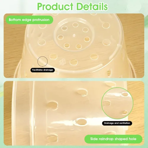 Vista 2 de 5 macetas de plástico transparente para orquídeas con agujeros y platillos, macetas transparentes para trasplantar, excelente drenaje y ventilación