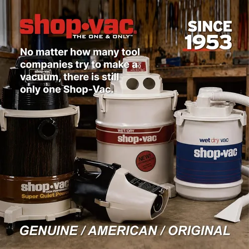 Vista 2 de Shop-Vac Aspiradora húmeda/seca de 5 galones y 4.5 HP de pico, tanque de acero inoxidable, aspiradora de taller portátil con filtro, manguera