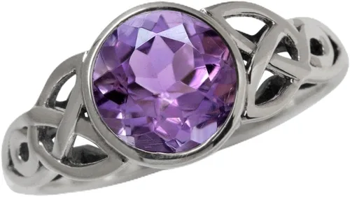 Vista 6 de Silvershake Anillo de nudo celta Trinity Triquetra de plata de ley 925 con piedras preciosas auténticas de 0.315 in