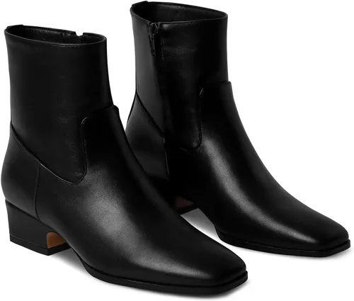 Vista 7 de Women's Ankle Boots Square Toe Low Chunky Block Heel Booties Comfortable Short Boots Side Zipper Booties Shoes