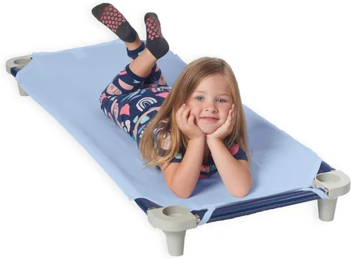 Vista 4 de Rollee Pollee Sábanas de microfibra azul para cuna, súper suaves y duraderas con bucles elásticos, ideales para preescolar y guardería para siestas