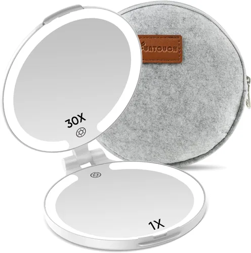 Vista 10 de FUNTOUCH Espejo de maquillaje de viaje recargable de 7 pulgadas, aumento Rosa