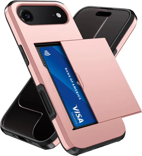 Vista 70 de Qinmay Funda compatible con iPhone 7 Plus/8 Plus con tarjetero, doble capa a prueba de golpes, funda protectora resistente con ranura oculta Negro