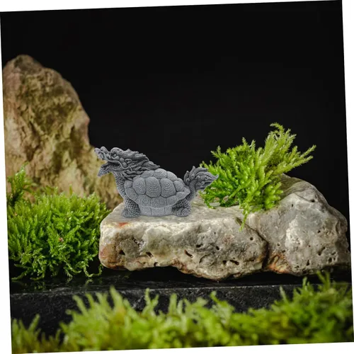 Vista 4 de Toddmomy Decoración para el hogar, figura de tortuga, estatua decorativa de tortuga para pecera, adorno de prosperidad asiática gris