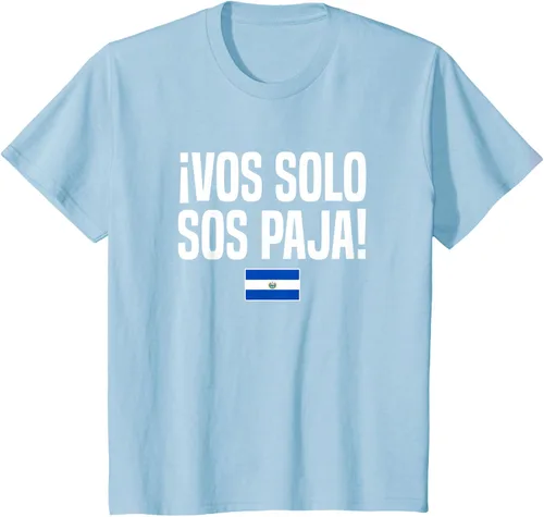 Vista 14 de Camiseta Vos Solo Sos Paja Salvadoran Slang Bandera de El Salvador, Negro