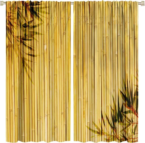 Vista 31 de Cortinas de bambú 3D impresas para exteriores, cortinas de bambú natural japonés zen, sala de estar, cocina, bolsillo para barra, cortinas