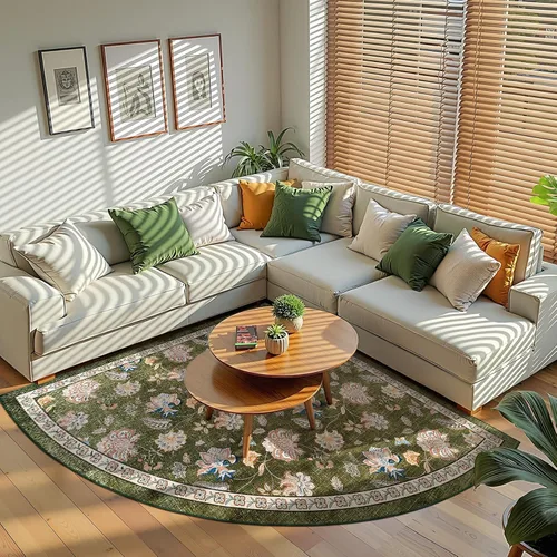 Vista 210 de jinchan Fiora - Alfombra lavable de área pequeña, alfombra de entrada floral de medio círculo de 2 x 3, tapete de media luna de pelo bajo, suave