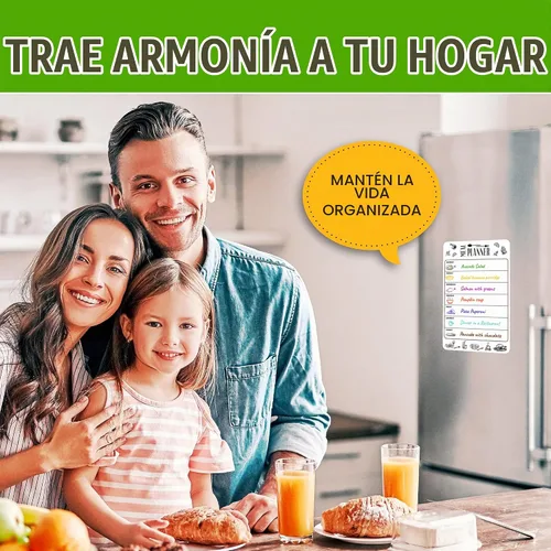 Vista 4 de Planificador magnético de comidas para refrigerador de 8.5 x 12 pulgadas