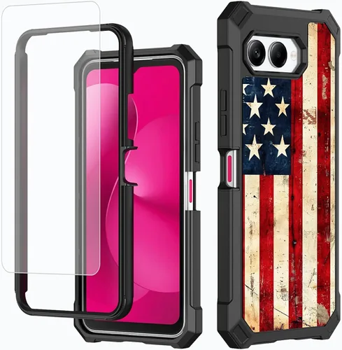 Vista 71 de Funda para T-Mobile Revvl 7 de 6.6 pulgadas con protector de pantalla, policarbonato duro de doble capa resistente y TPU suave a prueba de golpes