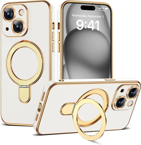 Vista 37 de Funda compatible con iPhone 12 con soporte de anillo magnético invisible [compatible con Mag-Safe] [Protector completo de lente de cámara] Funda