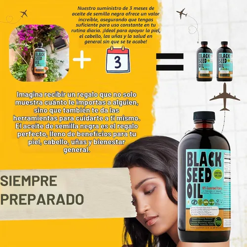 Vista 6 de Aceite prensado en frío de comino negro Sweet Sunnah, 16 onzas botella de vidrio