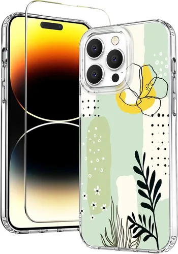 Vista 13 de Funda para iPhone 12 para mujer, [con protector de pantalla] ajuste delgado, diseño floral bohemio, lindo iPhone 12 Pro, patrón que nunca se
