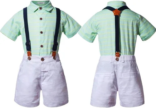 Vista 2 de Kimocat Conjunto de ropa casual para caballero para niños, camisa corta y pantalón