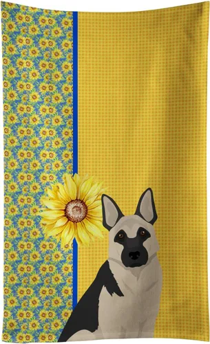 Vista 198 de Caroline's Treasures WDK5313KTWL - Toalla de cocina con diseño de girasoles de verano, color negro y tostado, Airedale Terrier, toalla de mano