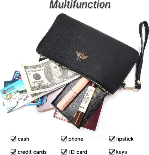 Vista 4 de imeetu Women's Wristlet Clutch Purse Leather Cell Phone Wallet Handbag with Wrist Strap