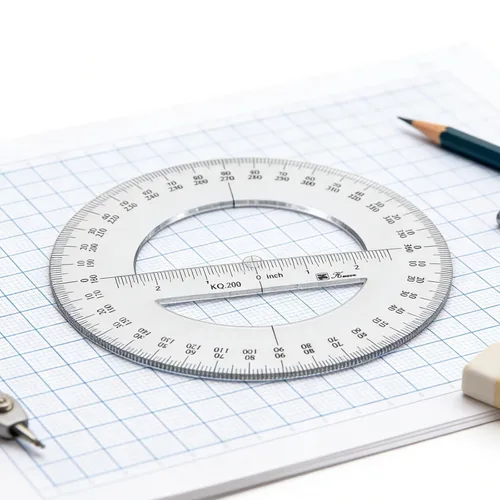 Vista 6 de SEIWEI Transportador de 360 grados, regla circular matemática de 7.8 pulgadas, herramienta de medición de ángulo de plástico transparente con escala
