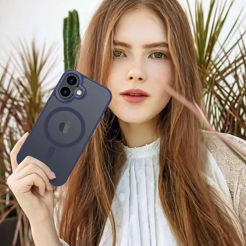 Vista 1358 de Anuck - Funda magnética para iPhone 11 compatible con MagSafe, carcasa trasera mate translúcida dura, borde de TPU, delgada, resistente a impactos