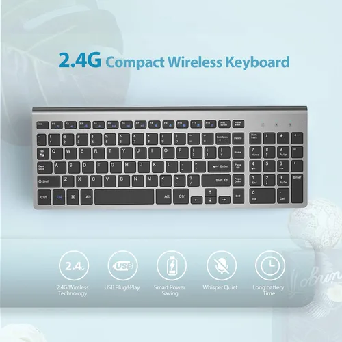 Vista 2 de JOYACCESS Combo de teclado y mouse inalámbricos, 2.4G compacto y ultra delgado teclado inalámbrico y mouse para Windows, computadora, escritorio