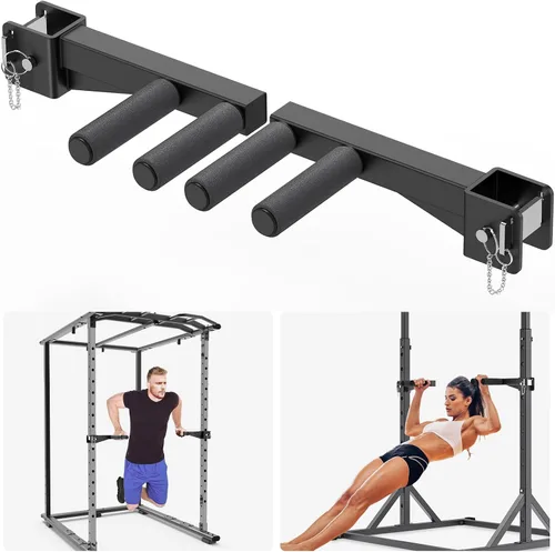 Vista 10 de Nordic Hamstring Curl Attachment, Dip Bar, Belt Squat & Safety Spotter Arms for 2"x2" & 3"x3" Power Racks, Home Gym Strength Training Accessories