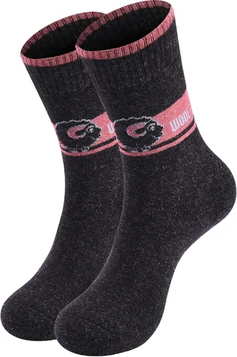 Vista 6 de NinetoFiveLife Paquete de 4 calcetines de lana gruesa para invierno, calcetines de senderismo para mujer, calcetines de punto para recreación al