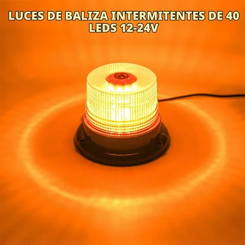 Vista 2 de Luces de baliza estroboscópicas ámbar con base magnética, barra de luz mini de emergencia de flash de seguridad de 12-24V para camiones, vehículos