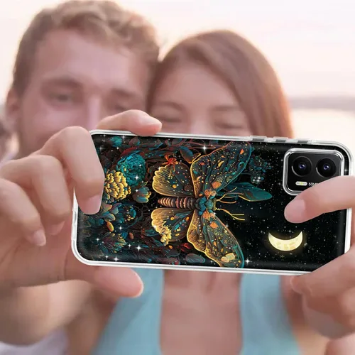 Vista 7 de Funda transparente para Motorola Moto G Stylus 5G 2023 con patrón de polilla de mariposa para mujeres y hombres, doble capa híbrida de poliuretano
