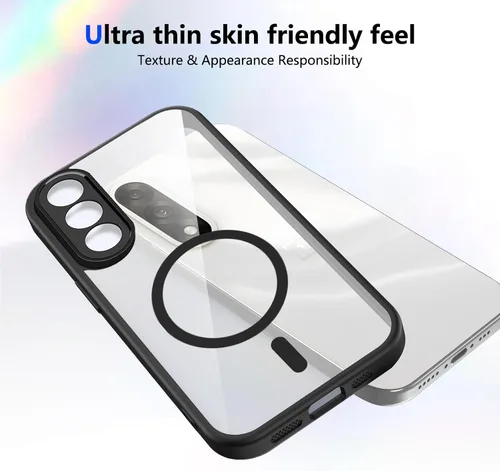Vista 578 de Funda magnética transparente compatible con Xiaomi 17T, color negro 2 en 1 PC + TPU cubierta de teléfono a prueba de golpes, carcasa protectora