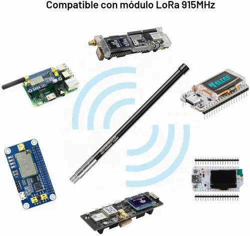 Vista 2 de Impermeable 5.8dBi Meshtastic Lora 915MHz nodo/repetidores/módulo dispositivos antena de fibra de vidrio (color negro) con conector macho N y cable