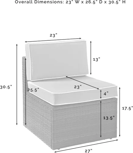 Vista 3 de Crosley Furniture Palm Harbor - Silla seccional para exteriores sin brazos, sillas de mimbre para patio, porche, terraza, patio trasero