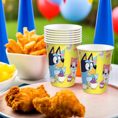 Vista 2 de amscan Bluey - Taza de papel para fiesta, 9 onzas, color verde, paquete de 8