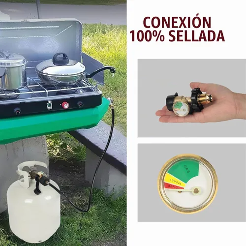 Vista 4 de Adaptador de tanque de propano POL a QCC1 con calibre, ajuste universal para 5-100 libras 1pcak QCC1‑POL Estilo de adaptador