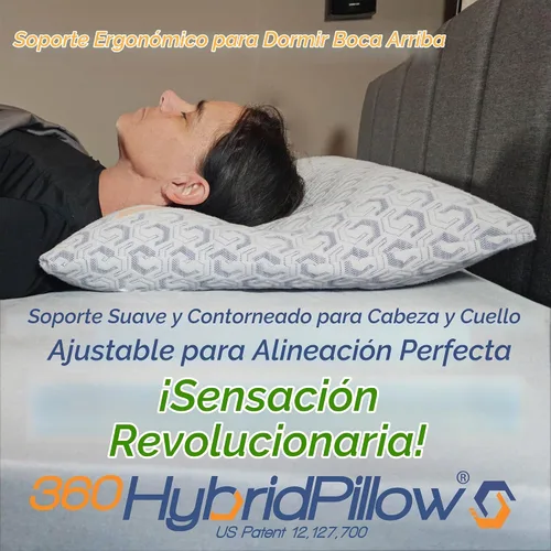 Vista 8 de 360 Hybrid Pillow® – Almohada Cervical para Alivio del Dolor Ergonómica y Ajustable para Dormir de Espalda, de Lado, de Barriga, Rollo de Cuello