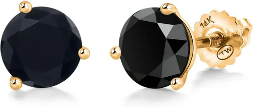 Vista 183 de Gem Stone King Aretes de Martini de oro amarillo de 14 quilates Aretes de tuerca de 3 puntas para mujeres y hombres Redondos de 0.236 pulgadas