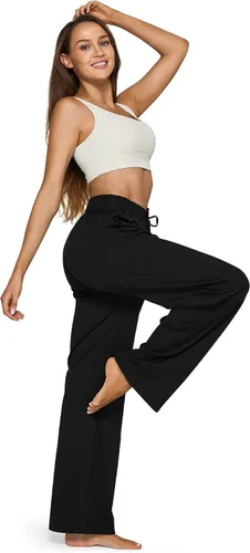 Vista 3 de G4Free Pantalones con forro polar para mujer, pantalones de pierna ancha, leggings de invierno, pantalones de yoga con bolsillos, pantalones