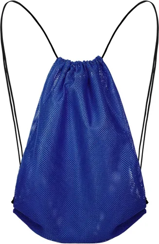 Vista 6 de Mochila con cordón de malla Bolsa de malla multifunción para natación, gimnasio, ropa, Azul oscuro, Viajar