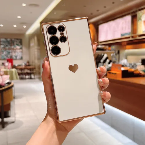 Vista 258 de phylla Funda de teléfono compatible con Samsung Galaxy A12 de 6.5 pulgadas, lindo corazón chapado en oro, elegante funda de lujo para mujer
