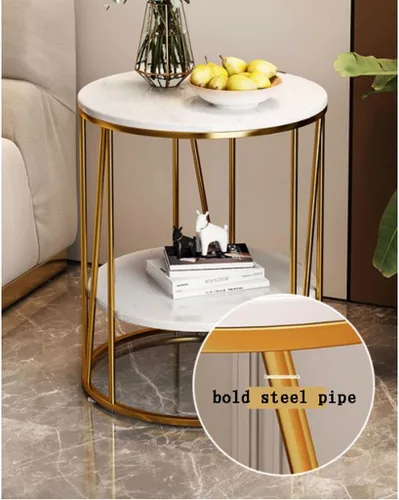 Vista 7 de Mesa de Centro - Mesa auxiliar redonda de metal, moderna y minimalista, mesa auxiliar creativa y simple para sala de estar, dormitorio, mesa de té