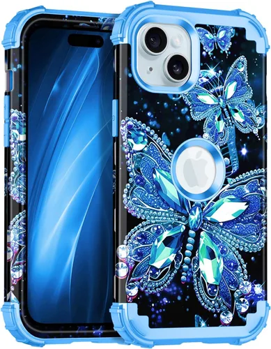 Vista 19 de Miqala Funda compatible con iPhone 13, que brilla en la oscuridad, tres capas, resistente, a prueba de golpes, de plástico duro, funda protectora