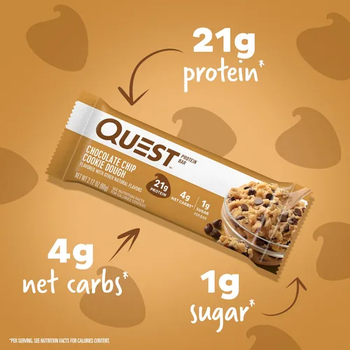 Vista 2 de Quest Nutrition Favorites Bundle, masa de galletas con chispas de chocolate y galletas y barras de proteína en crema