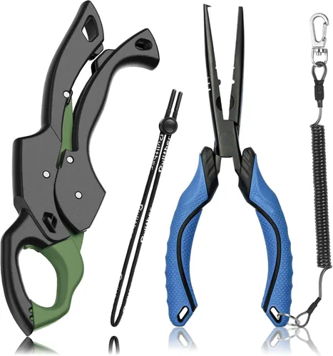 Vista 12 de Fish Gripper 9.2 pulgadas, cortador de línea multifunción, alicates de pesca, kit de herramientas de pesca de agua salada, equipo de pesca