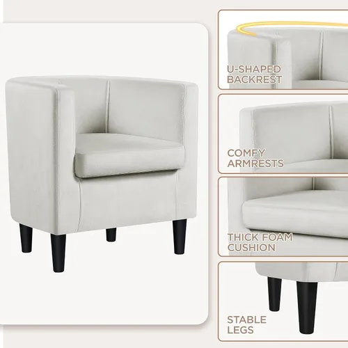 Vista 6 de Yaheetech - Silla de terciopelo decorativa, sillones modernos y cómodos, silla de sofá de barril tapizada para sala de estar, dormitorio, sala