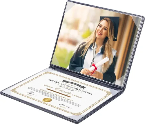 Vista 2 de Titular para diploma de graduación de 8.5 x 11 pulgadas de cuero sintético acolchado para certificado