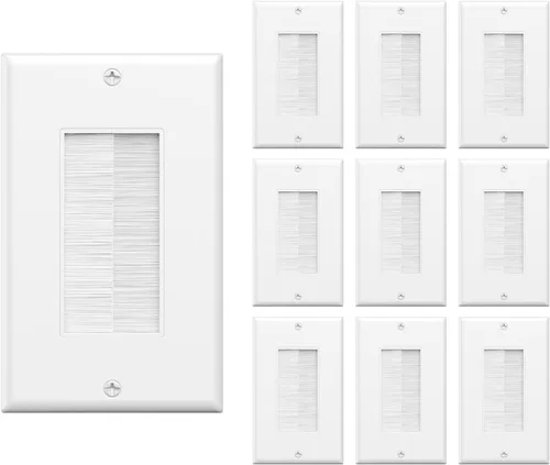 Vista 10 de VCE Placa de pared con cepillo 10 unidades, inserción para pasar cables de bajo voltaje, cubierta de salida de cable de una sola palanquita, gestión