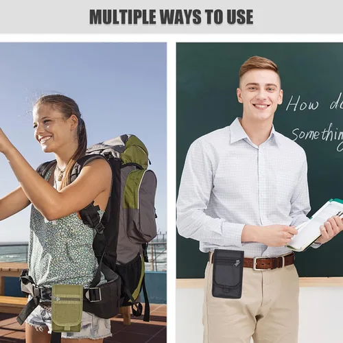 Vista 7 de Funda doble para teléfono, bolsa grande para teléfono inteligente, bolsa de herramientas con clip para cinturón, soporte táctico multiusos para Negro