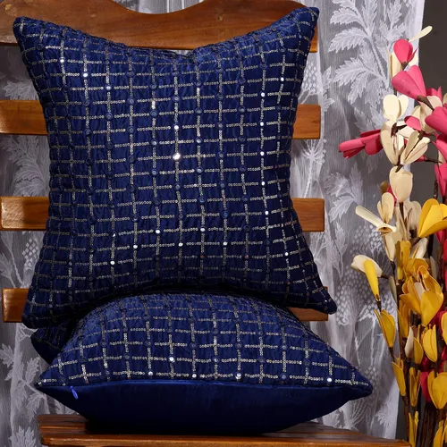 Vista 14 de Juego de 2 almohadas decorativas negras de 12 x 12 pulgadas, fundas de almohada pequeñas de seda para sofá, funda de cojín bordada con lentejuelas