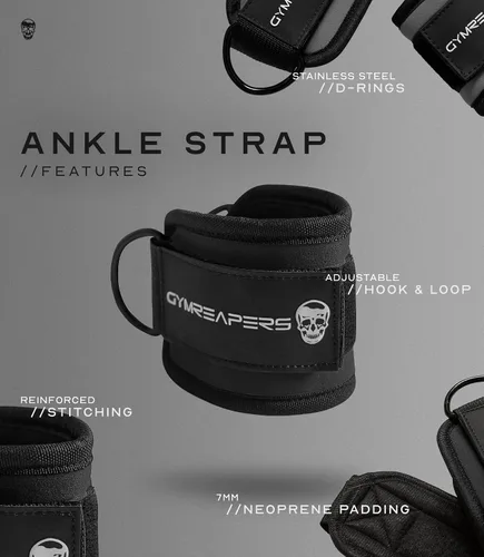Vista 6 de Gymreapers Ankle Straps For Cable Machine Kickbacks, Glute Workouts, Lower Body Exercises - Adjustable Leg Straps with Neoprene Padding