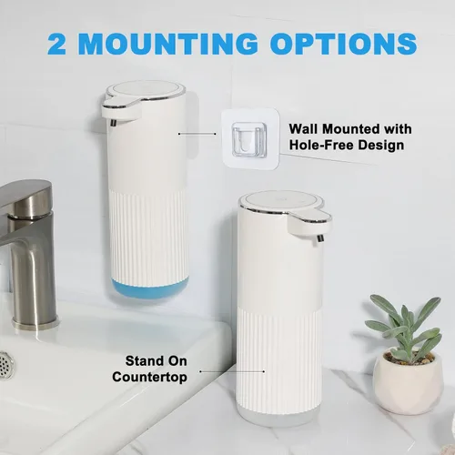 Vista 6 de RYTOXILO Dispensador automático de jabón, paquete de 2 dispensadores de jabón líquido sin contacto blanco para baño, dispensador eléctrico